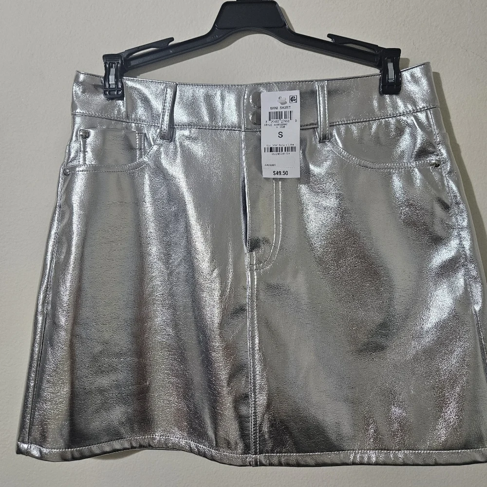 And Now This Metallic Faux Leather Mini Skirt NWT!